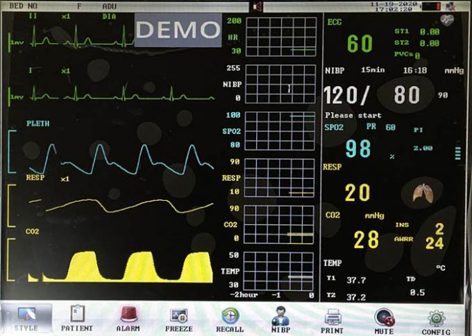 ET CO2 2IBP ECG 15-inch Multi Parameter Patient Monitor/Patient Cardiac Monitor 0